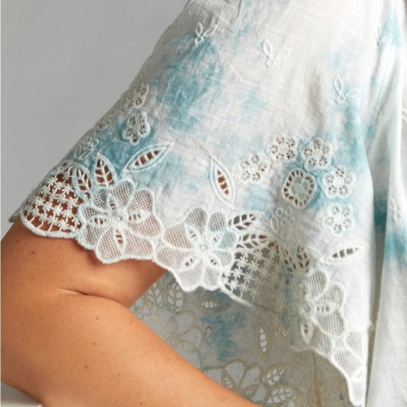 Anthropologie tie dye embroidered lace blouse - Picture 5 of 10